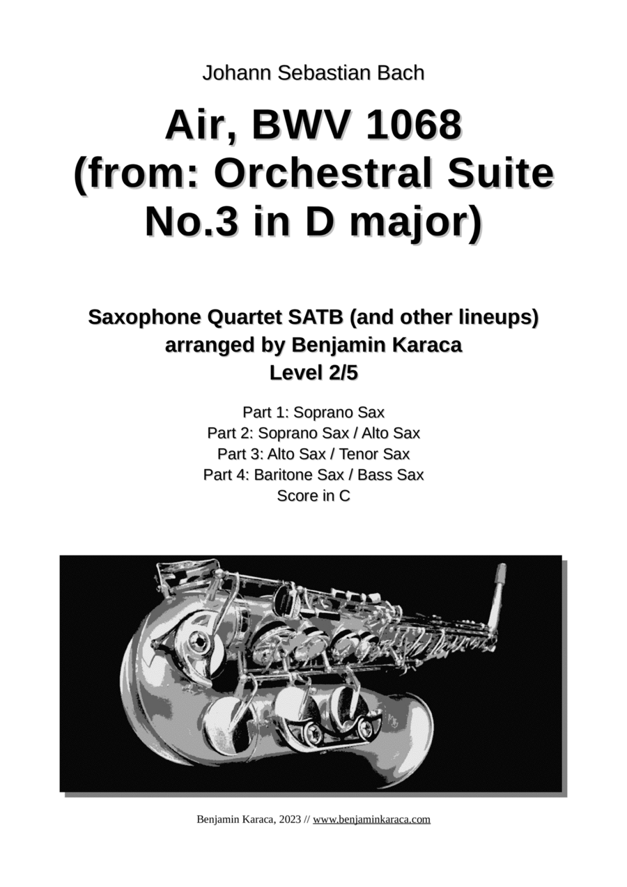 Air (Orchestral Suite No. 3 in D major), BWV 1068 Woodwind Ensemble scores gallery preview page 1