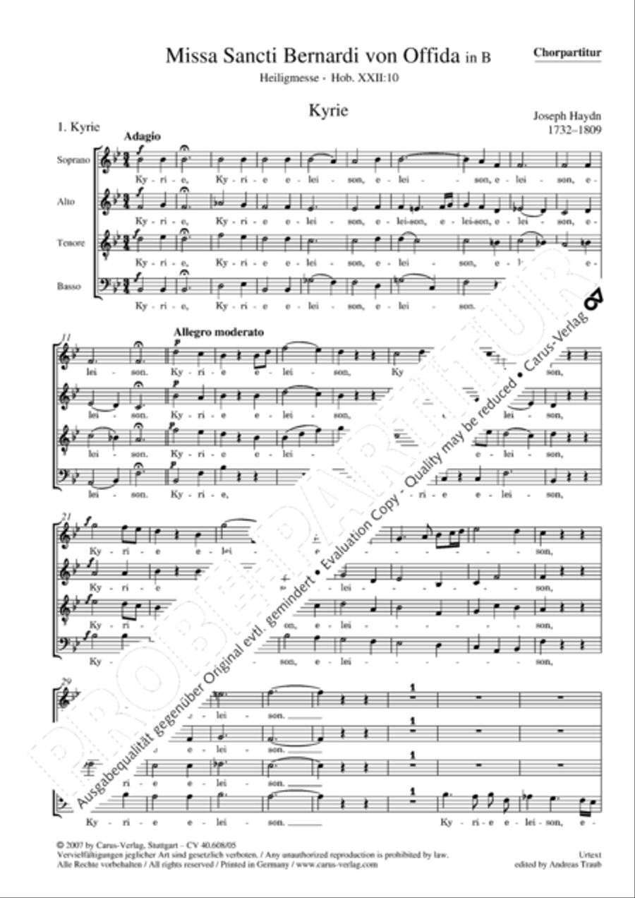 Missa Sancti Bernardi von Offida in B 4-Part scores gallery preview page 3