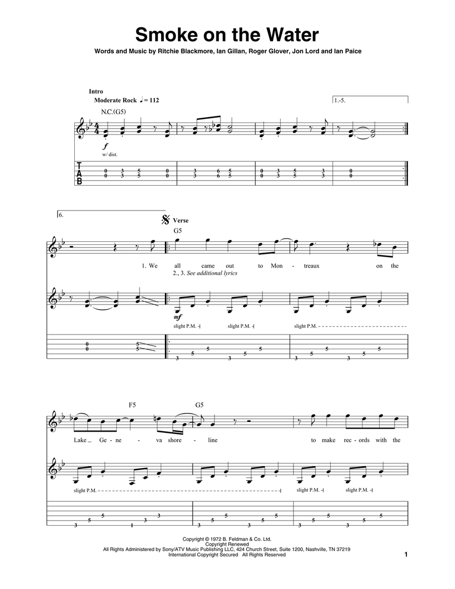 Smoke On The Water Smoke On The Water Acoustic Guitar scores gallery preview page 1