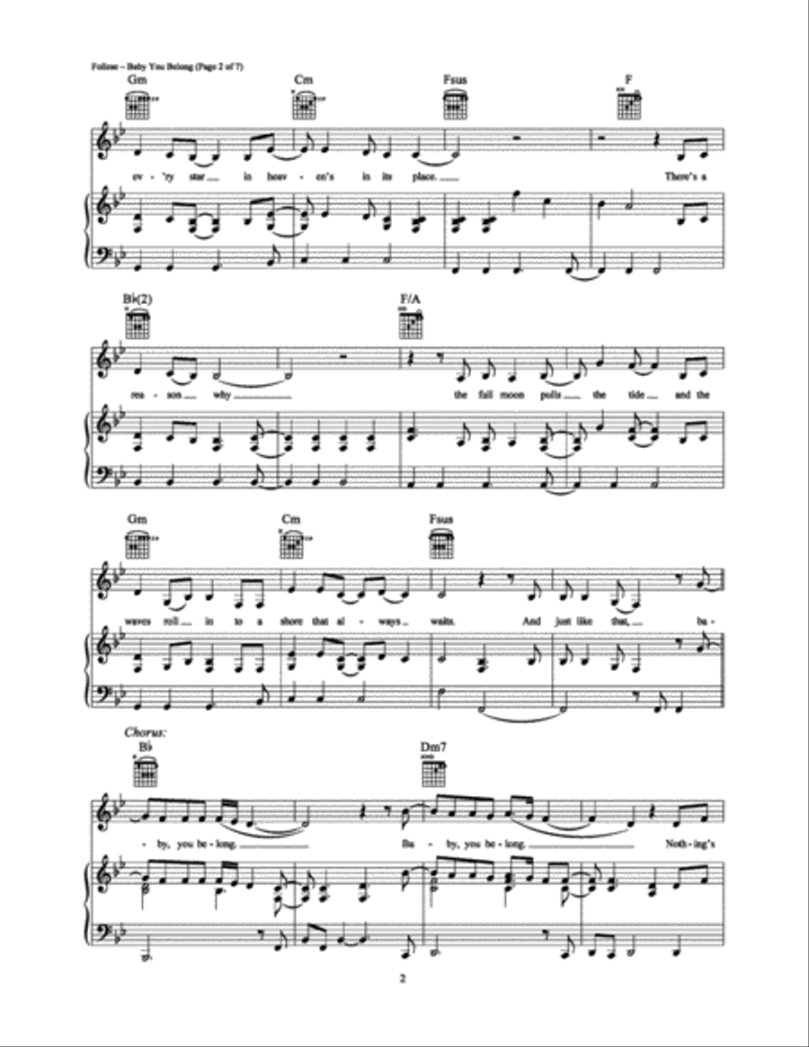 Baby You Belong Piano, Vocal, Guitar scores gallery preview page 2