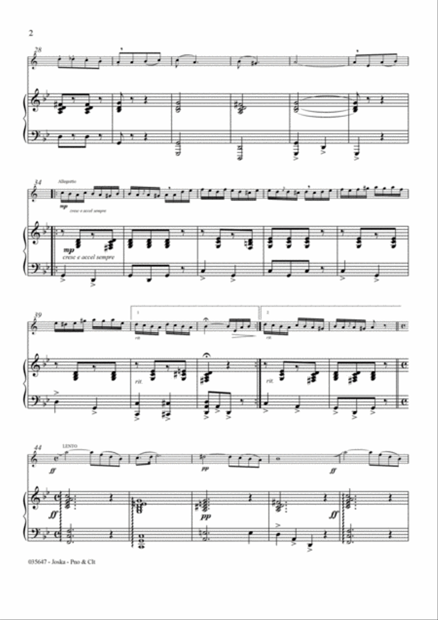 JOSKA: A GYPSY ROMANCE – CLARINET & PIANO Clarinet Solo scores gallery preview page 3