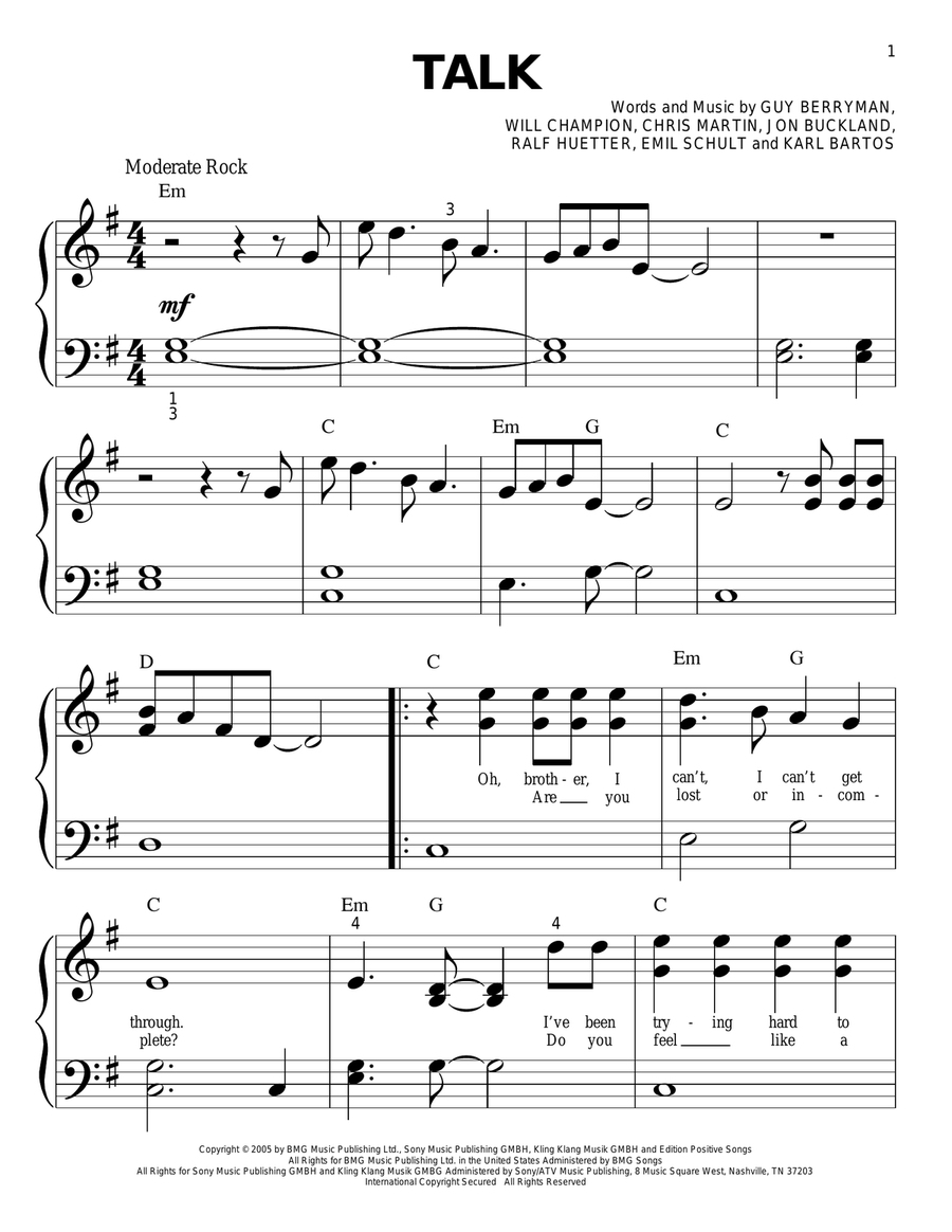 Talk Easy Piano scores gallery preview page 1