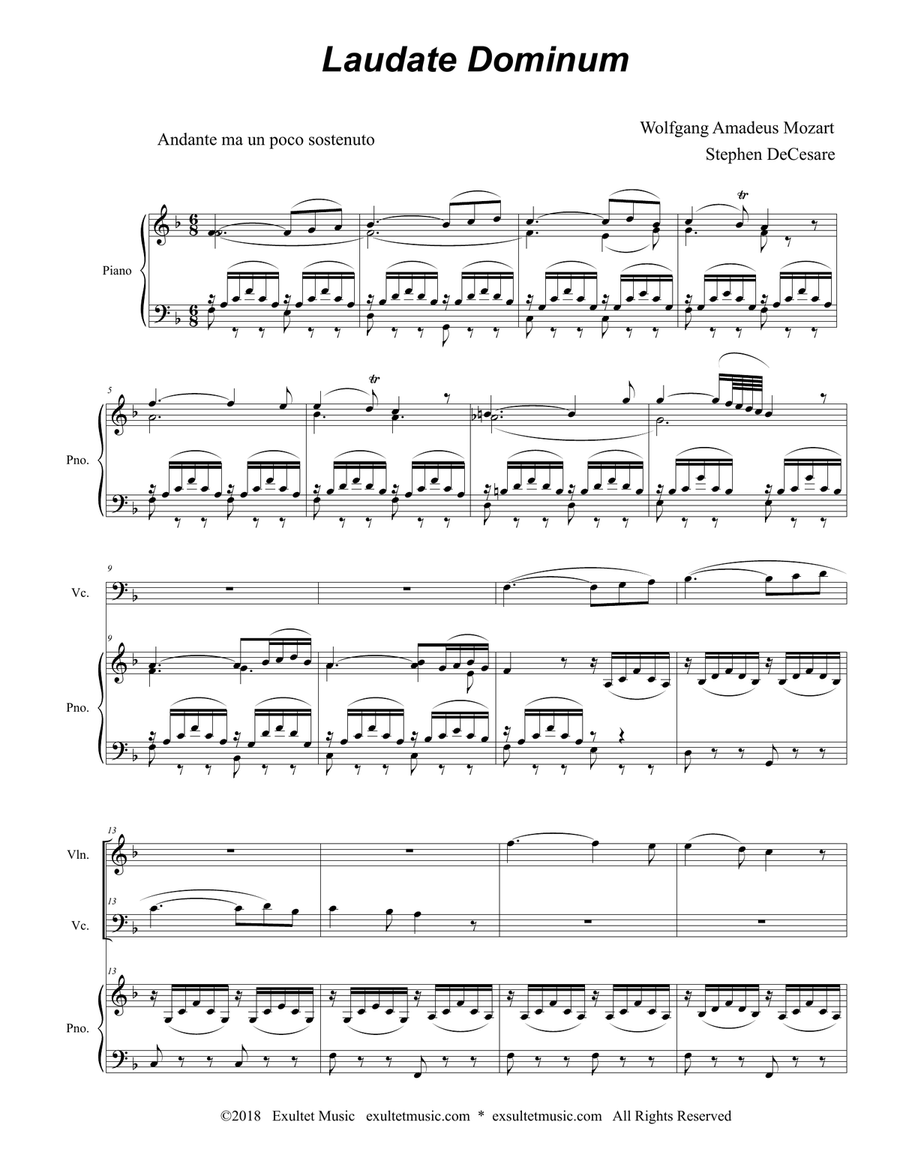 Laudate Dominum (Duet for Violin & Cello - Piano Accompaniment) Piano Trio scores gallery preview page 2