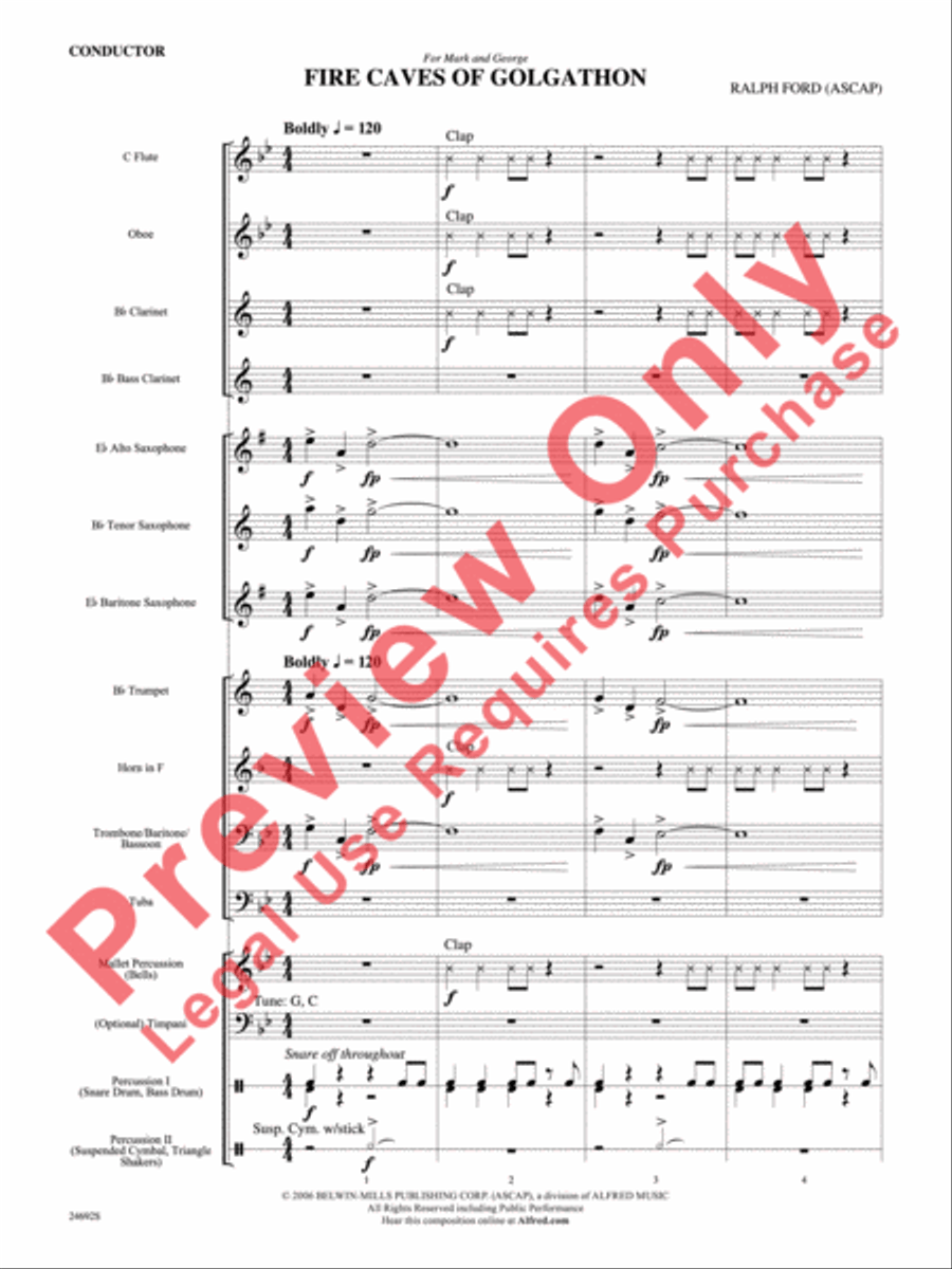 Fire Caves of Golgathon Concert Band scores gallery preview page 3