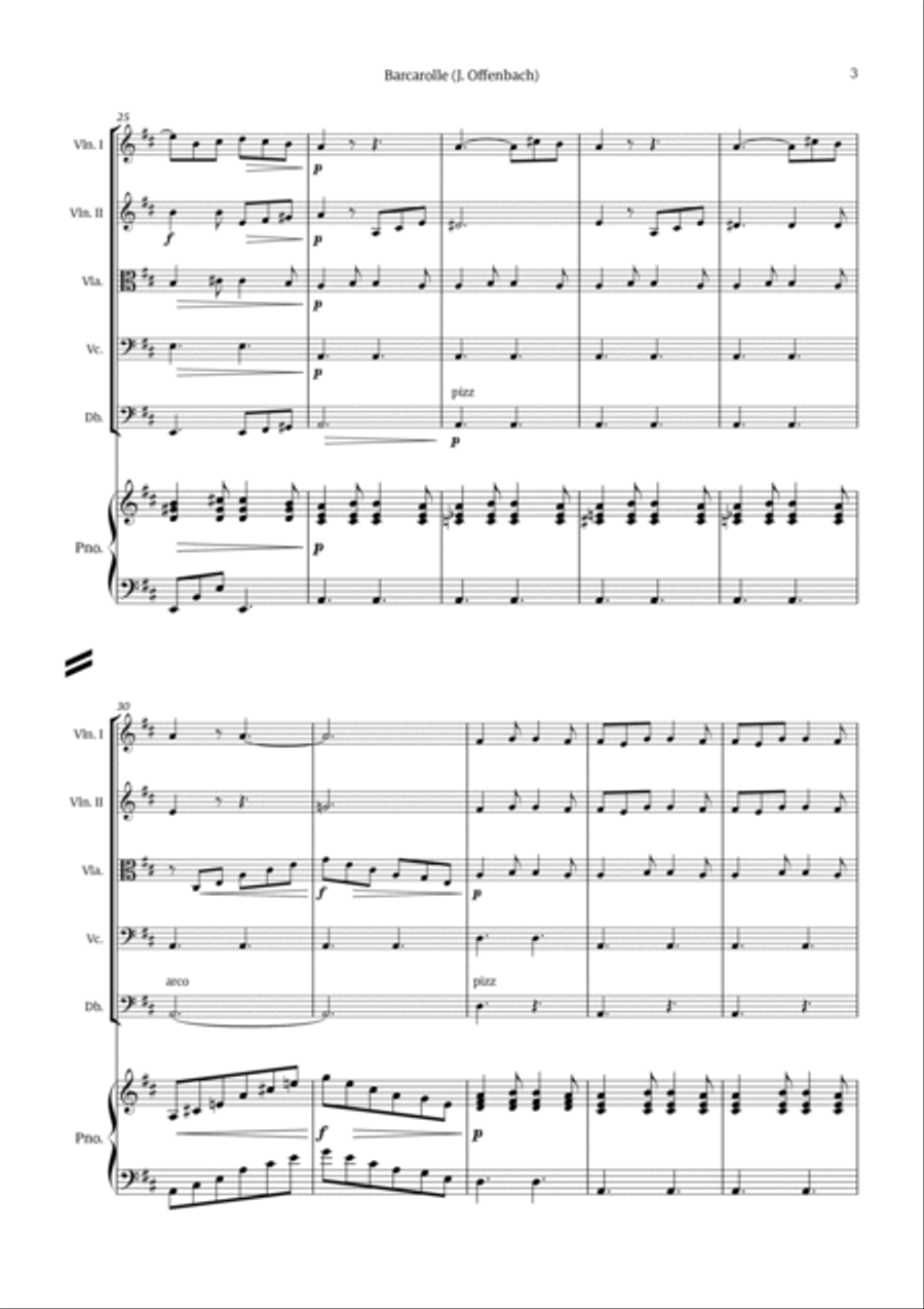 Barcarolle - Belle Nuit, O Nuit D'Amour String Quintet scores gallery preview page 3