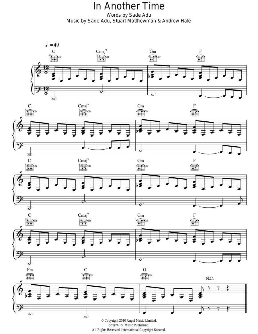 In Another Time Piano, Vocal, Guitar scores gallery preview page 1