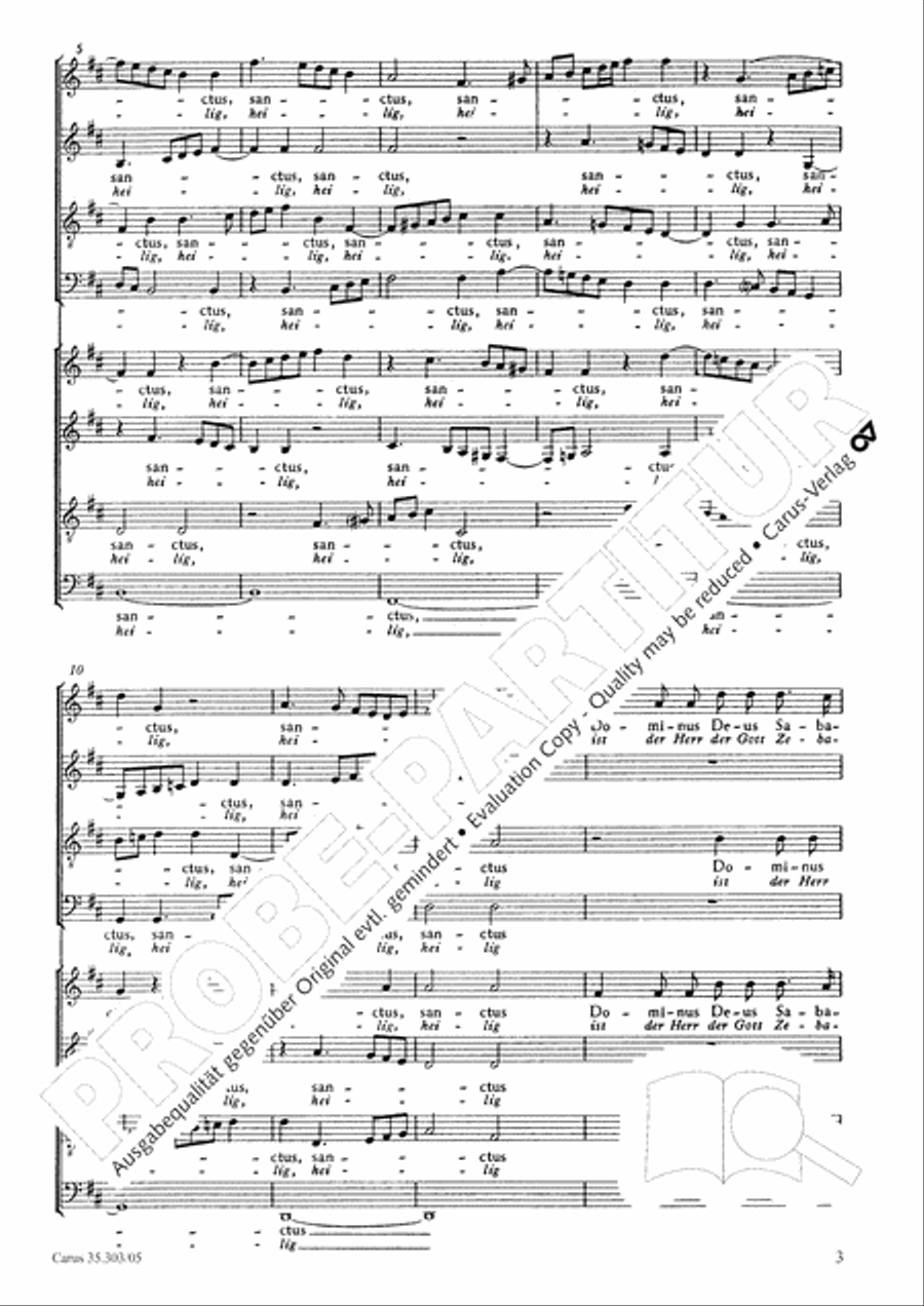 Sanctus in D major (Heilig) 4-Part scores gallery preview page 4