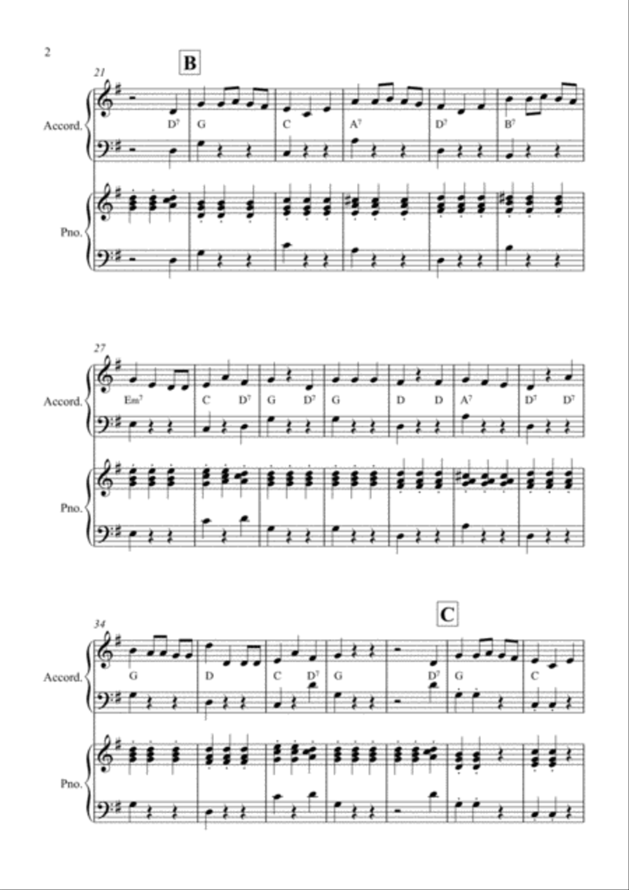We Wish you a Merry Christmas for Accordion Solo (or with piano) Piano Accompaniment scores gallery preview page 2