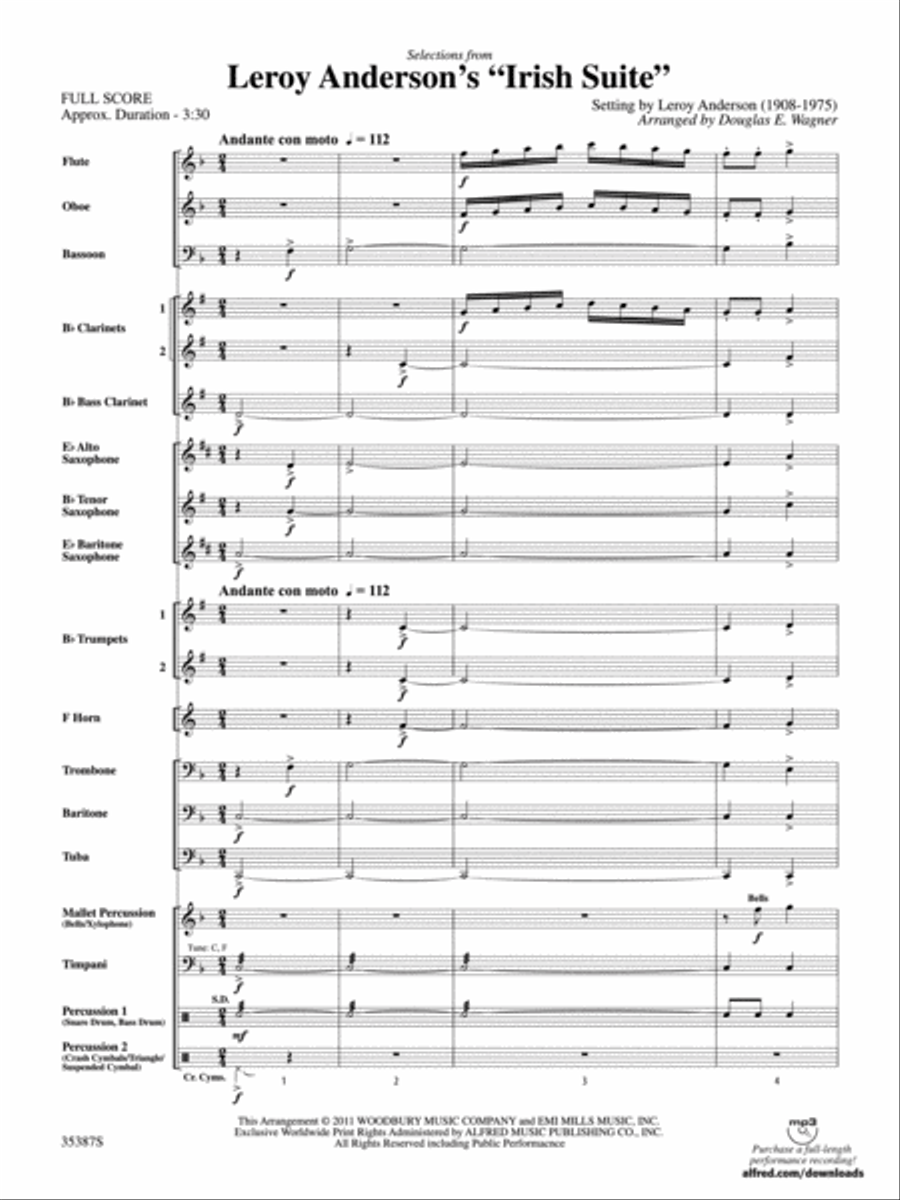 Selections from Leroy Anderson's Irish Suite Concert Band scores gallery preview page 2