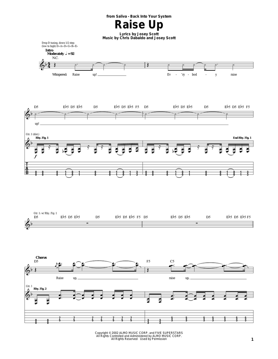 Raise Up Electric Guitar scores gallery preview page 1