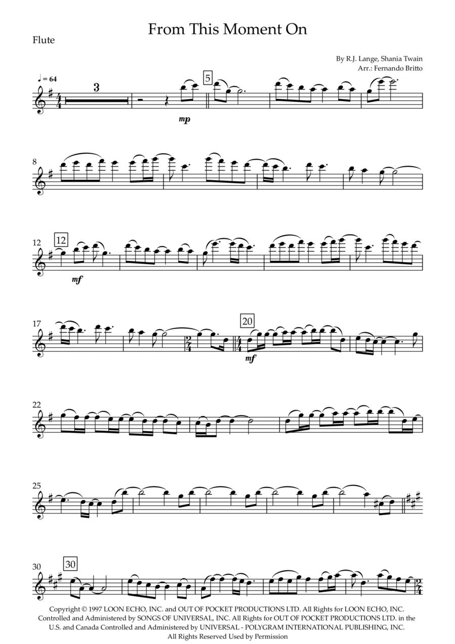 From This Moment On Flute Solo scores gallery preview page 1