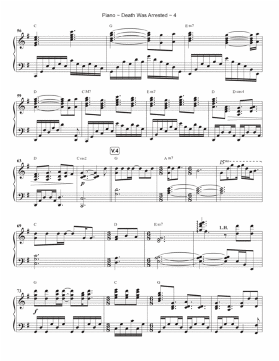 Death Was Arrested Piano Solo scores gallery preview page 5