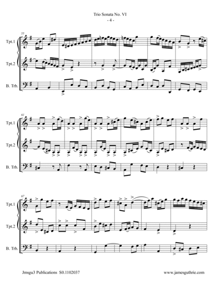 BACH: Trio Sonata No. 6 BWV 530 for Brass Trio image number null