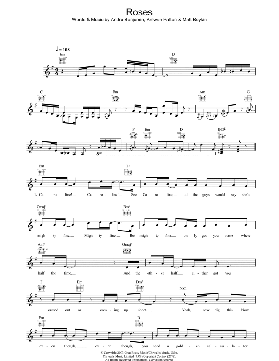 Roses Piano scores gallery preview page 1