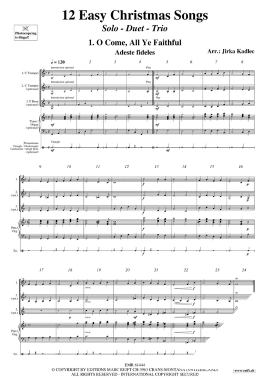 12 Easy Christmas Songs Brass Duet scores gallery preview page 3