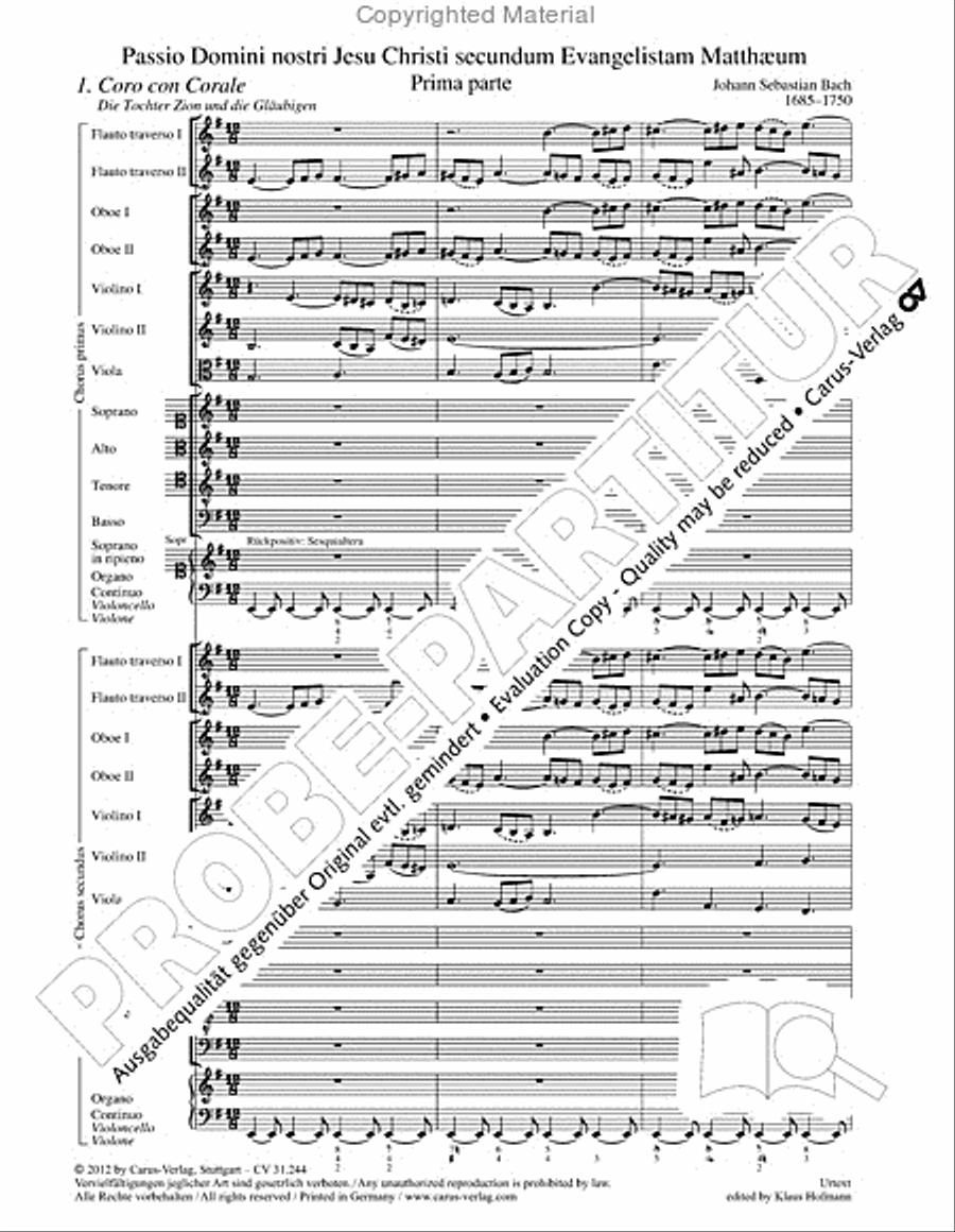 St. Matthew Passion (Matthaus-Passion) 4-Part scores gallery preview page 3