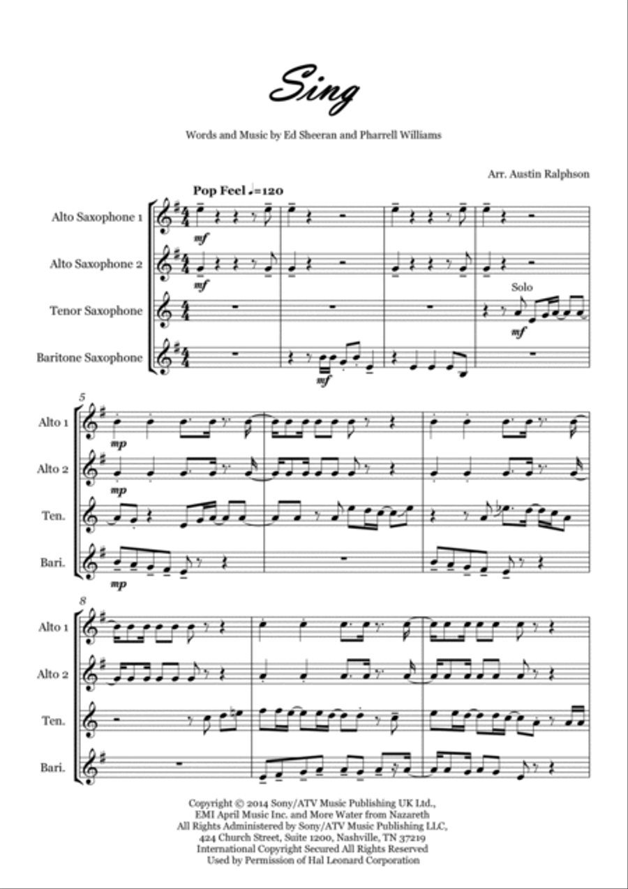 Sing Sing Saxophone Quartet scores gallery preview page 3
