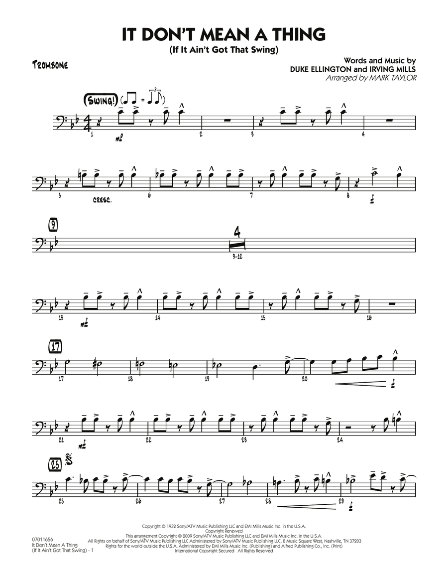 It Don't Mean a Thing (If It Ain't Got That Swing) - Trombone Jazz Ensemble scores gallery preview page 1