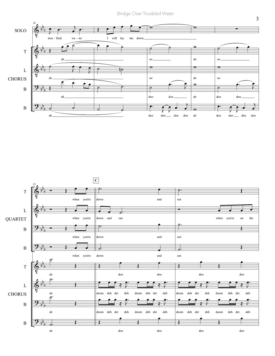 Bridge Over Troubled Water TTBB scores gallery preview page 3