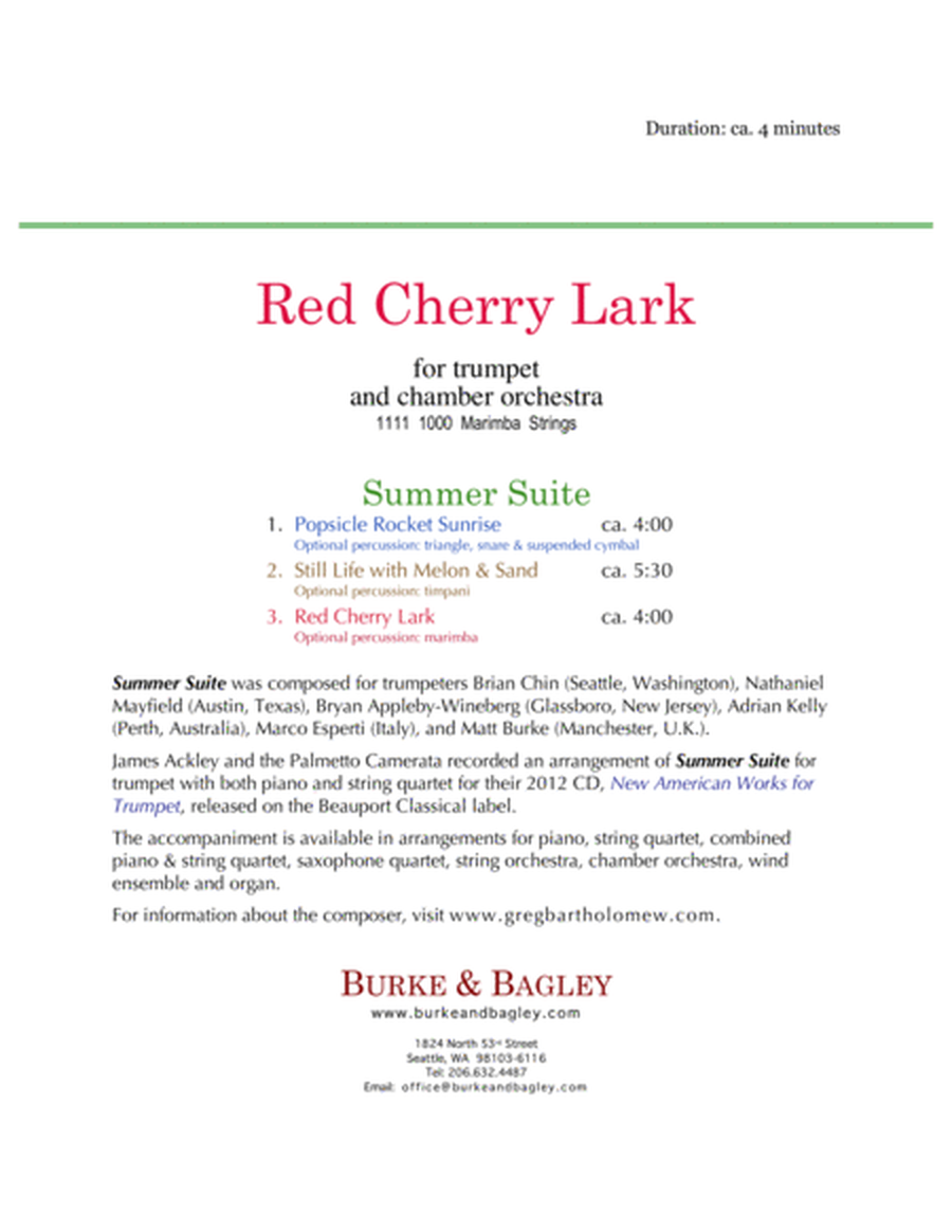 Red Cherry Lark (trumpet & chamber orchestra) image number null