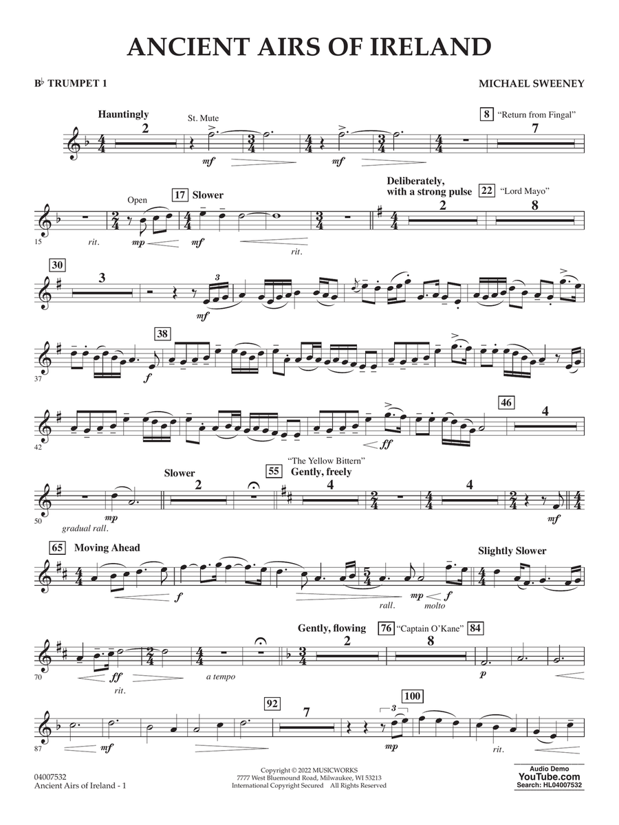 Ancient Airs of Ireland - Bb Trumpet 1 Concert Band scores gallery preview page 1