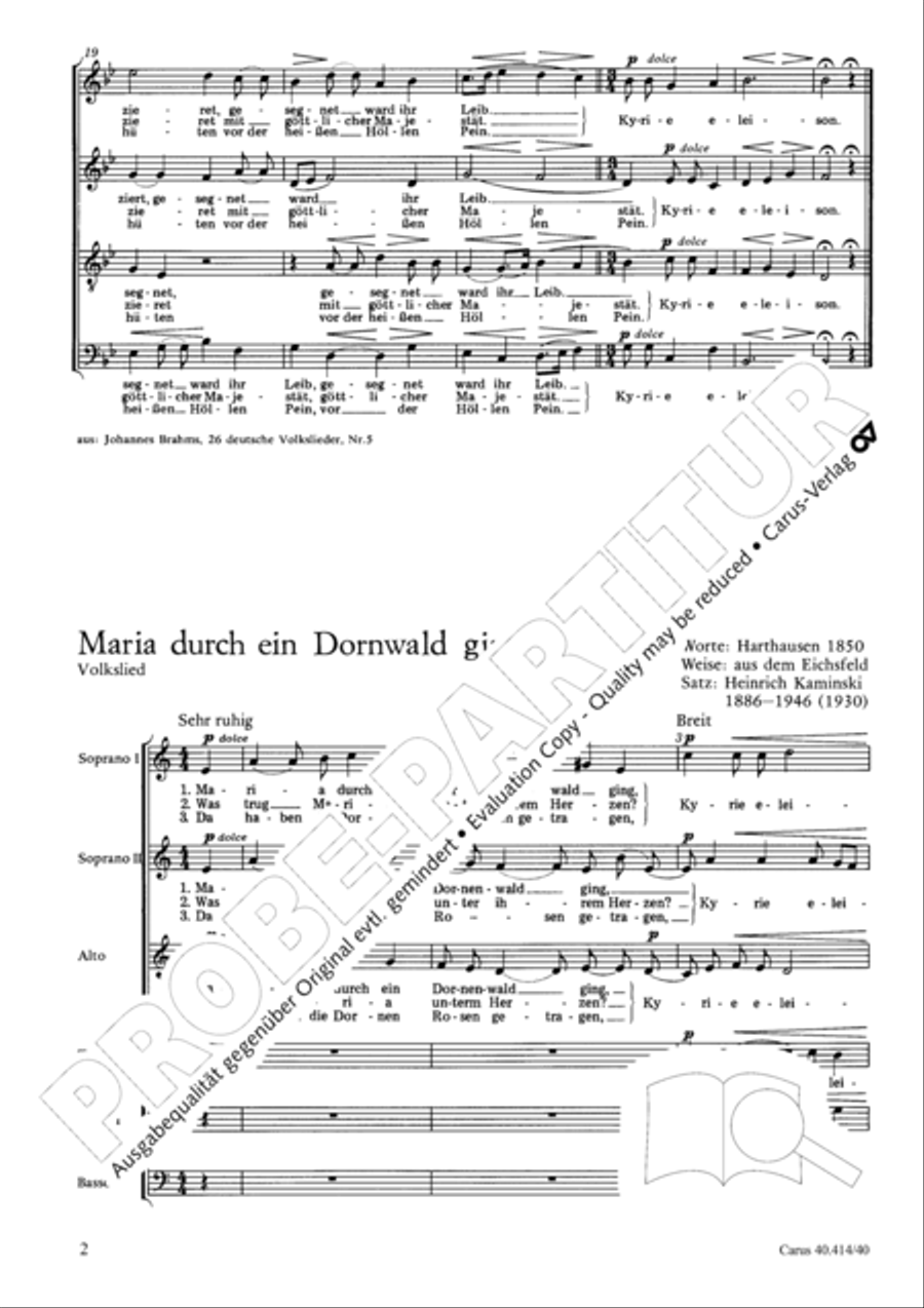 Drei Weihnachtschorsatze von Brahms, Distler und Kaminski Score scores gallery preview page 3