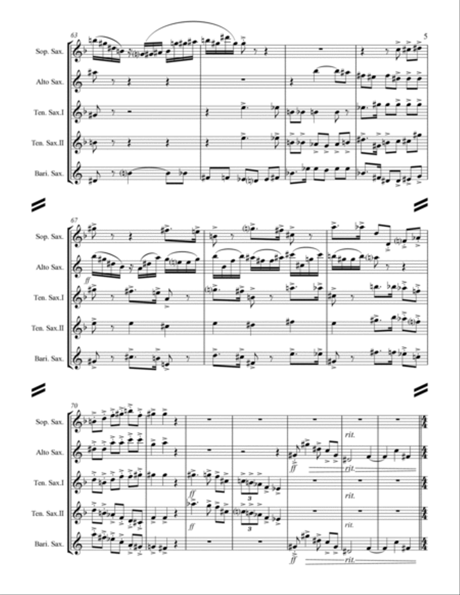 1812 Overture (for Saxophone Quintet SATTB) Saxophone Quintet scores gallery preview page 6
