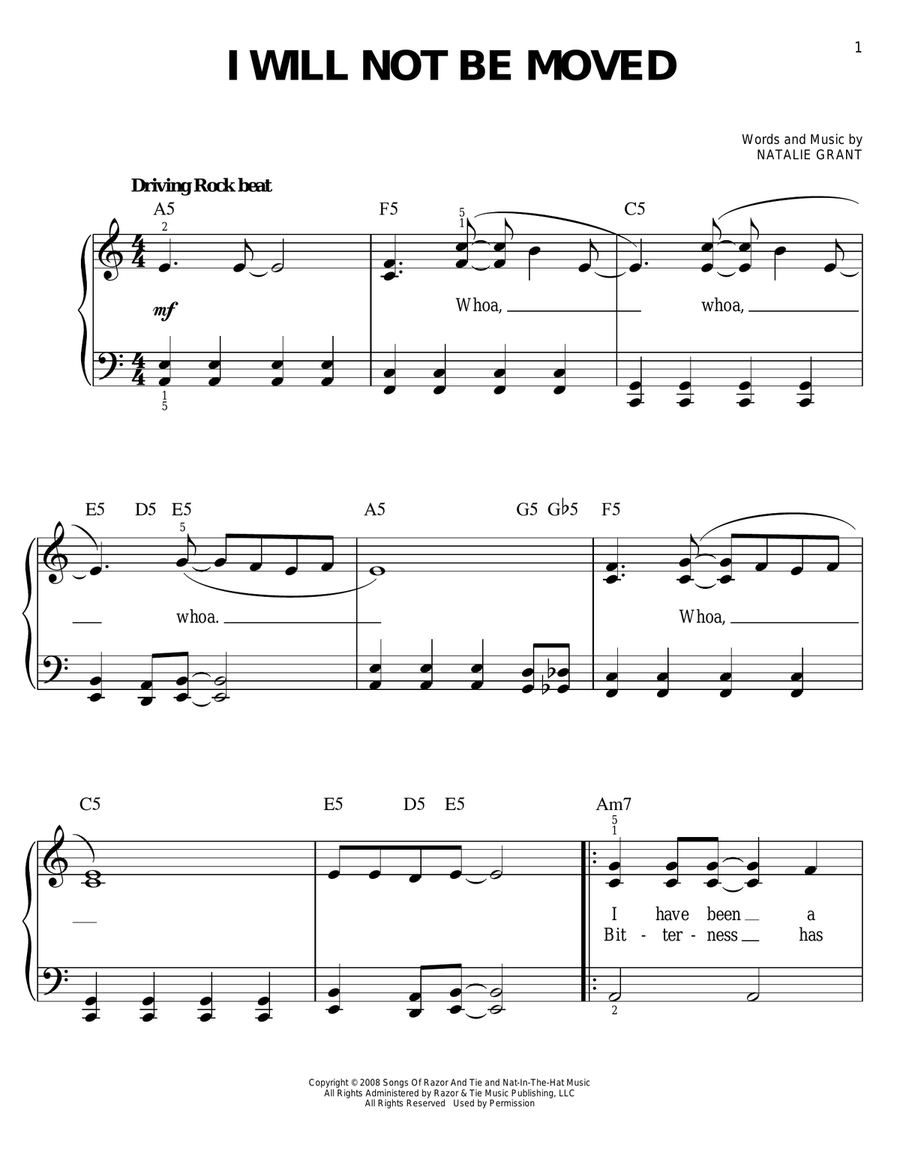I Will Not Be Moved Easy Piano scores gallery preview page 1