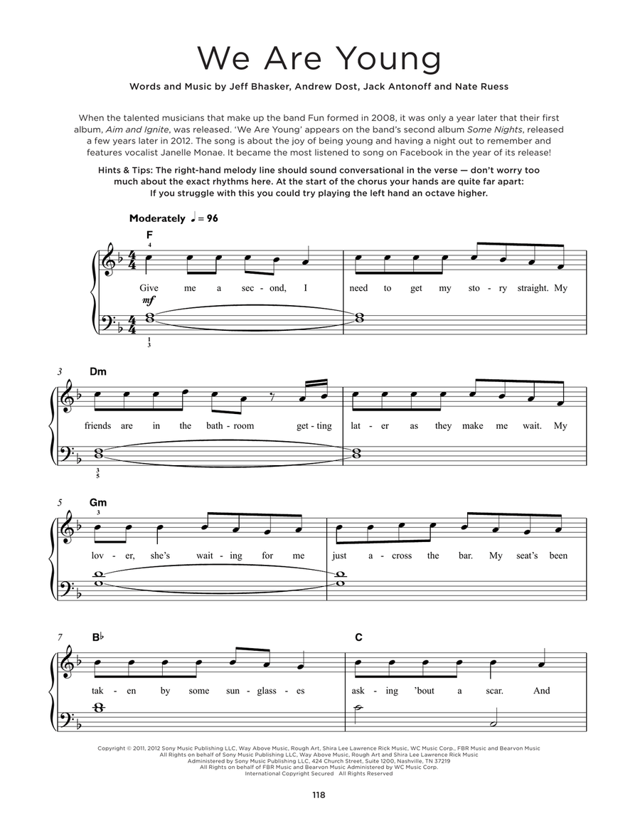 We Are Young Easy Piano scores gallery preview page 1