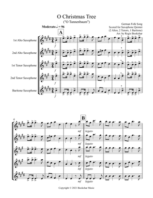 O Christmas Tree (G) (Saxophone Quintet - 2 Alto, 2 Tenor, 1 Bari)