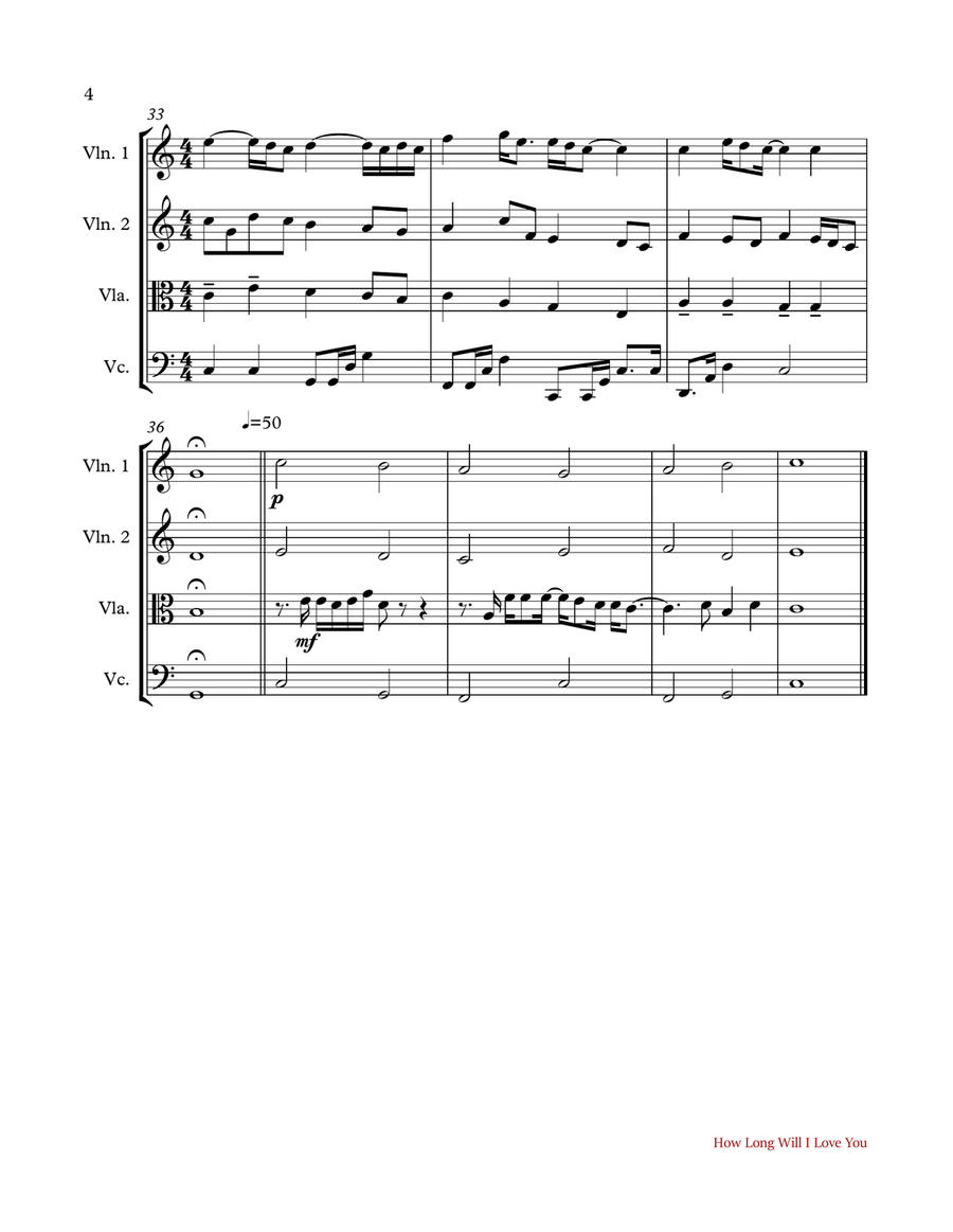 How Long Will I Love You Small Ensemble scores gallery preview page 4