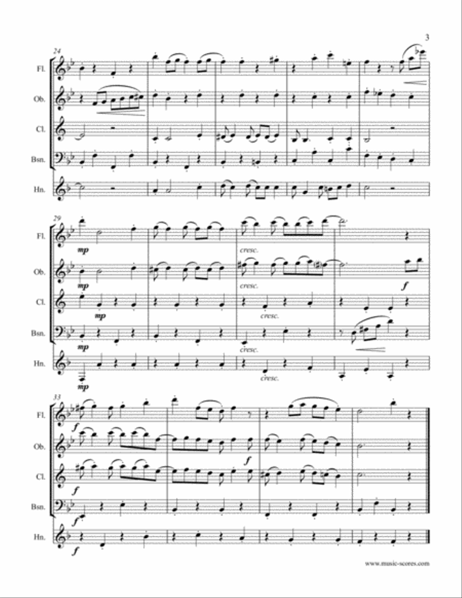 The Easy Winners Theme - Flute, Oboe, Clarinet, Bassoon and French Horn Woodwind Quintet scores gallery preview page 3