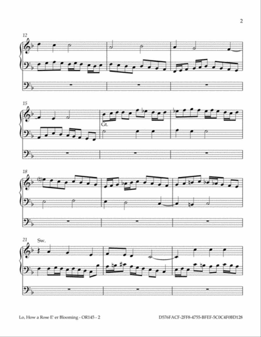 Lo, How A Rose E'er Blooming Organ Solo scores gallery preview page 3