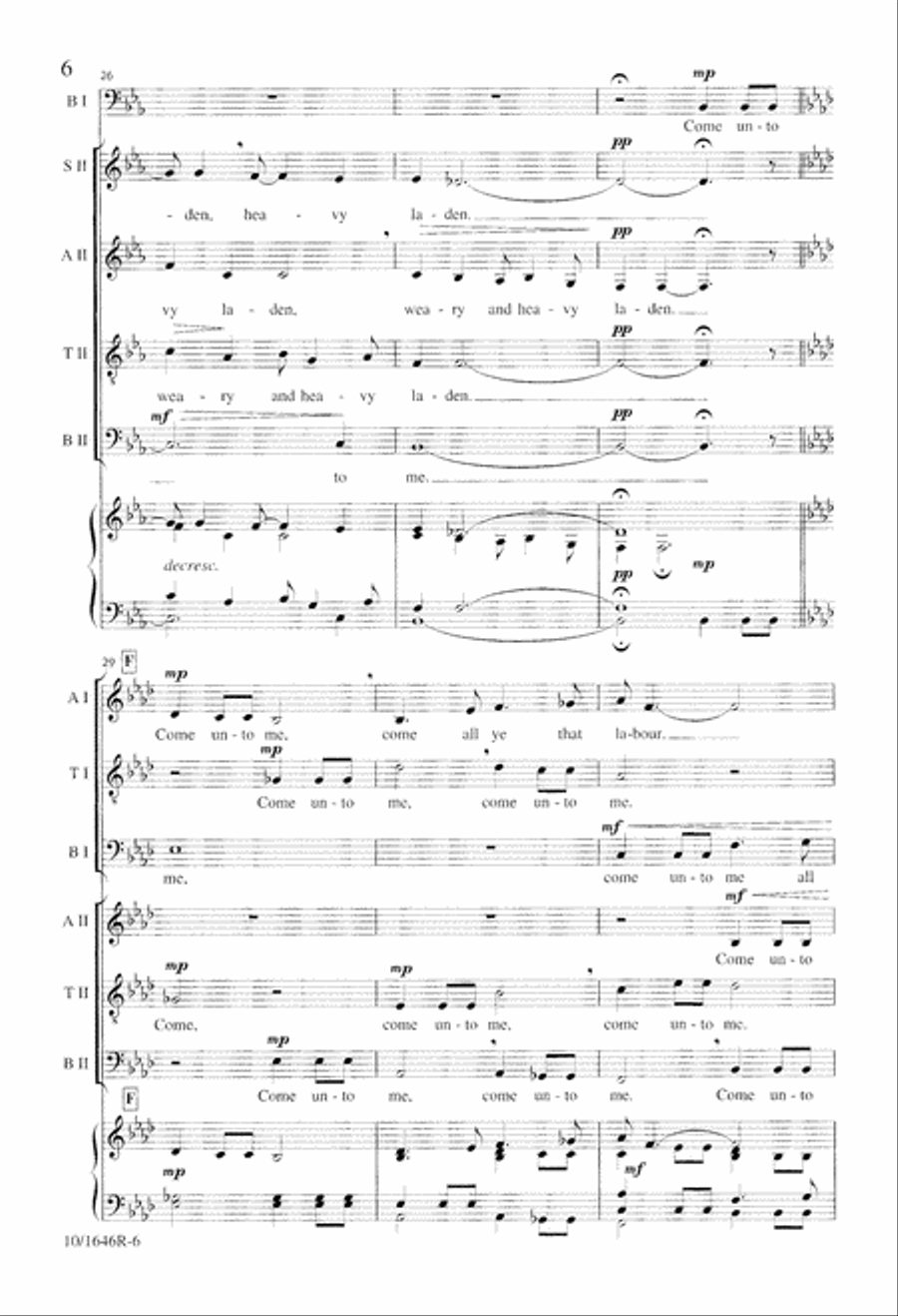 Come Unto Me All Ye That Labour 4-Part scores gallery preview page 6