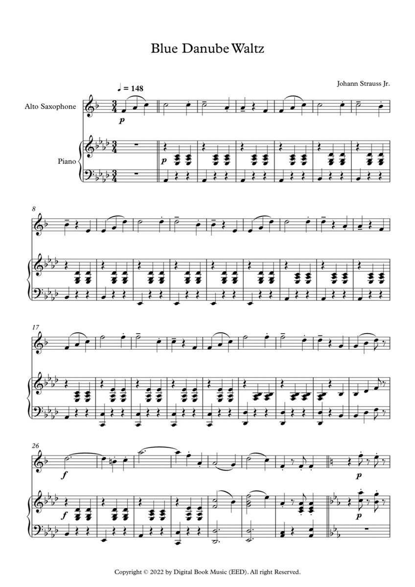 Blue Danube Waltz - Johann Strauss Jr. (Alto Sax + Piano) image number null