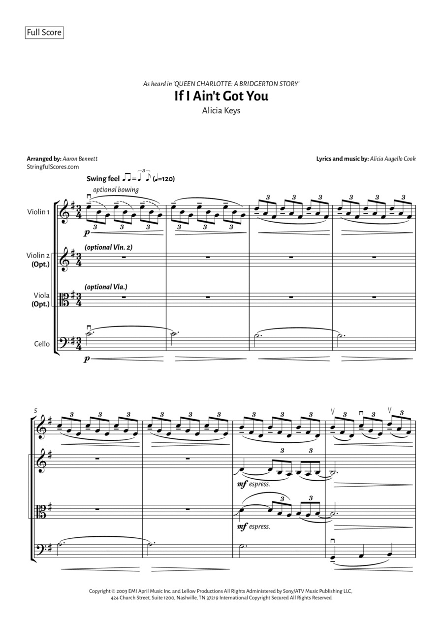 If I Ain't Got You String Trio scores gallery preview page 1