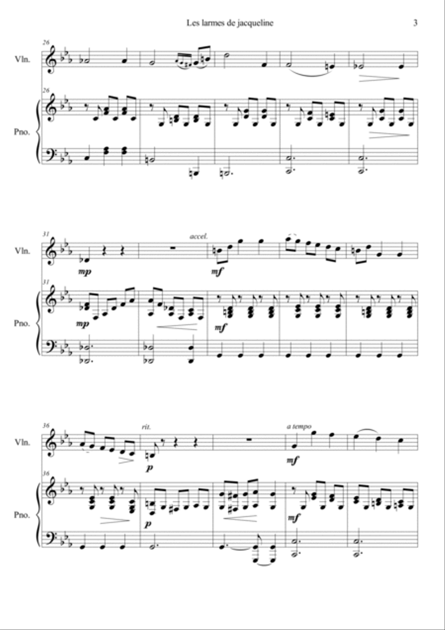 Jacqueline's Tears Violin Solo scores gallery preview page 3