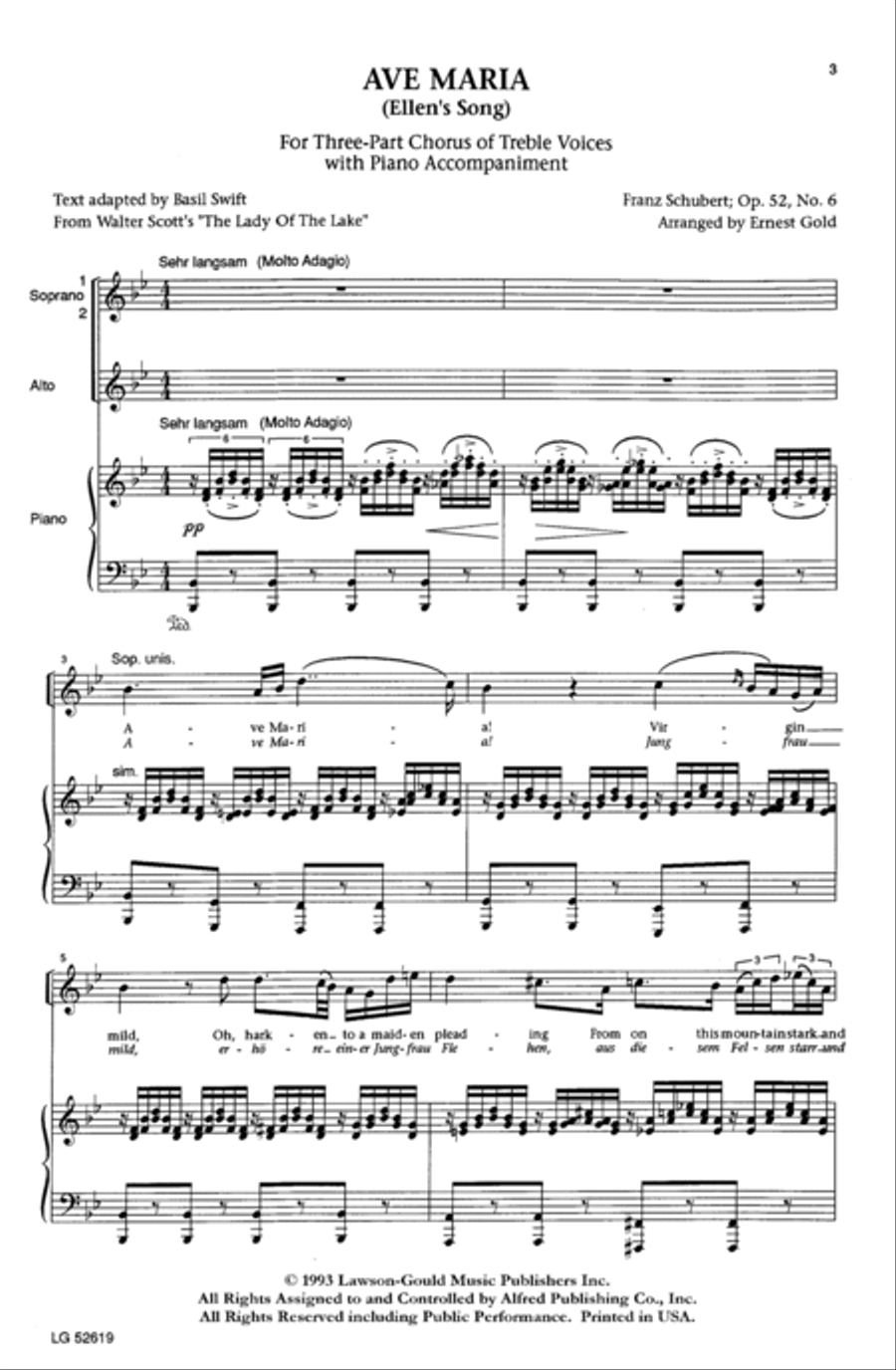 Ave Maria (Opus 52, No. 6) Women's Choir scores gallery preview page 2