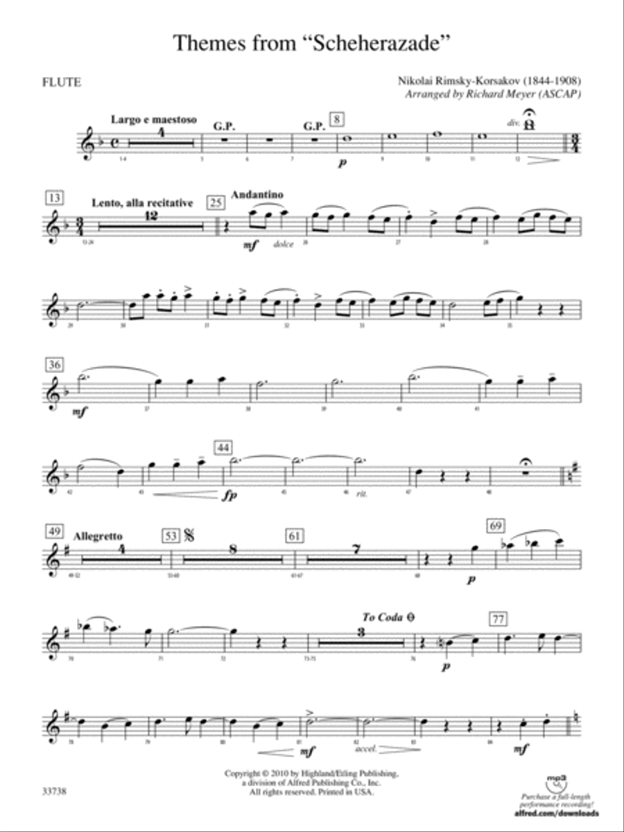 Themes from Scheherazade: Flute Full Orchestra scores gallery preview page 1