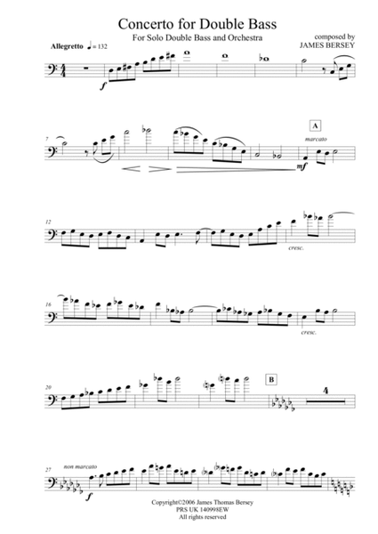 Concerto for Double Bass (solo double bass & piano accompaniment)