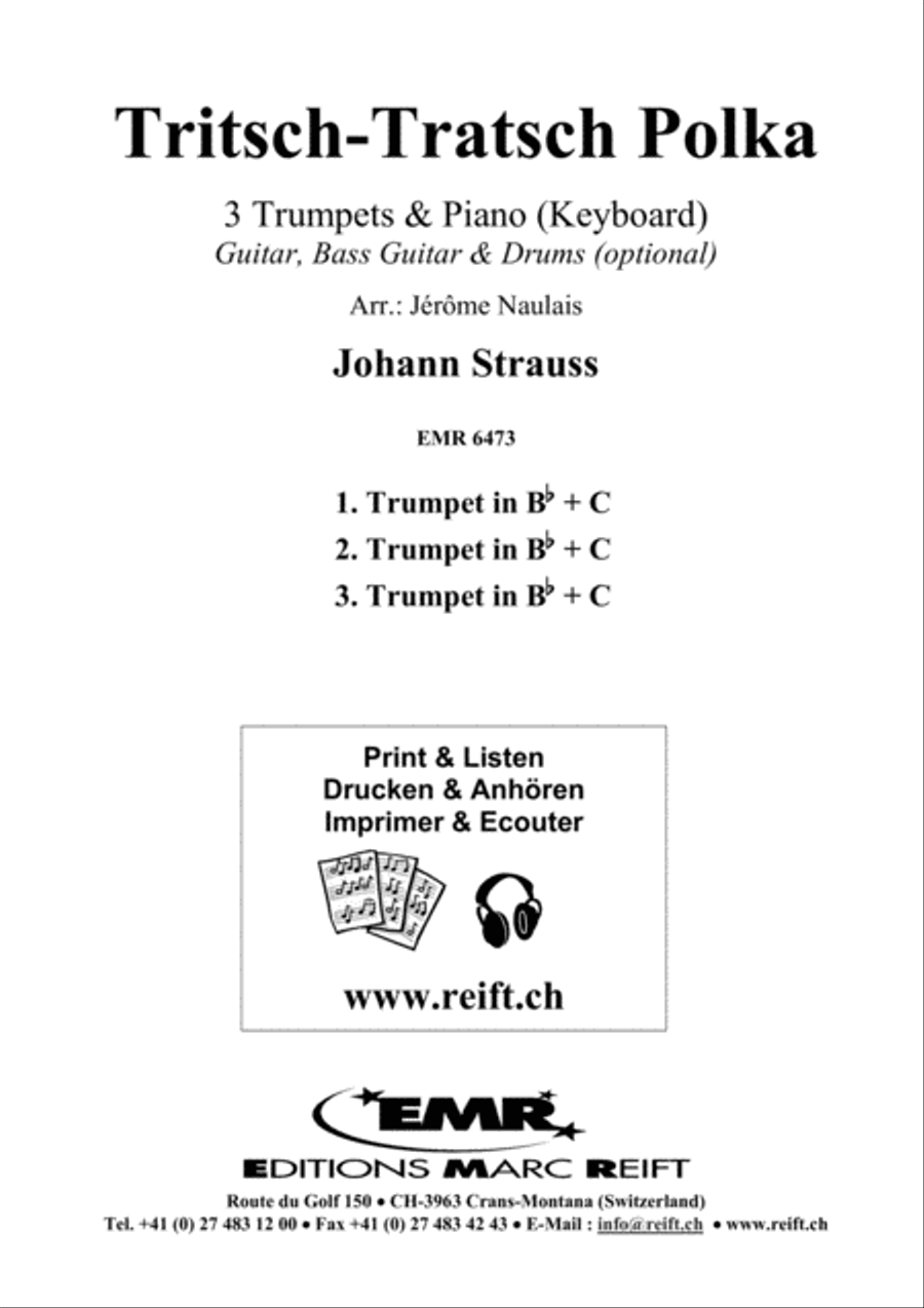 Tritsch-Tratsch Polka Trumpet Trio scores gallery preview page 2