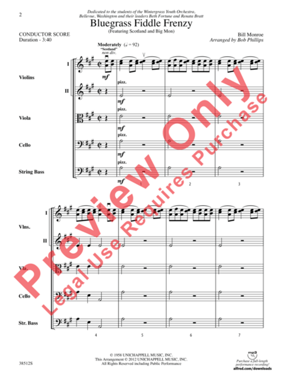 Bluegrass Fiddle Frenzy String Orchestra scores gallery preview page 3