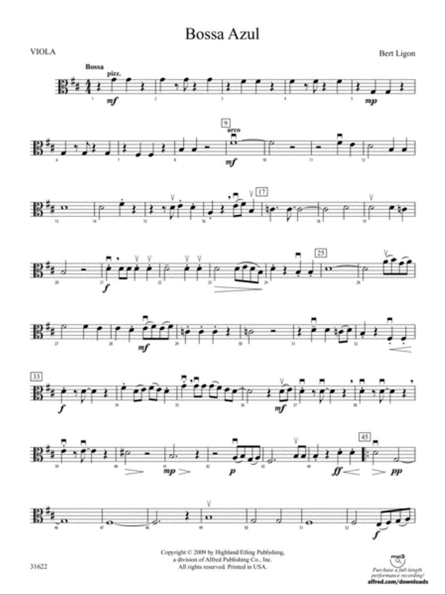 Bossa Azul: Viola String Orchestra scores gallery preview page 1