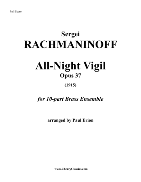 All-Night Vigil (Vespers) for 10-part Brass Ensemble image number null