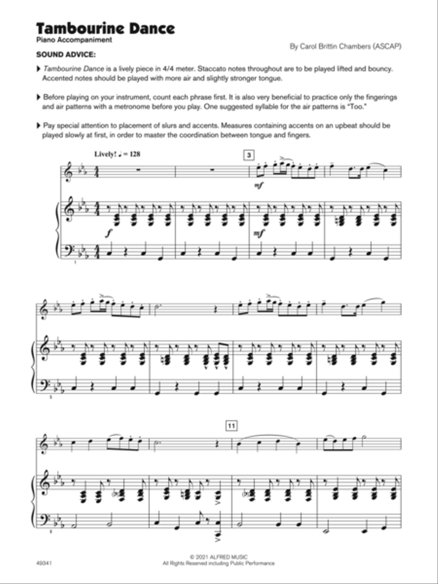 Tambourine Dance (Sound Innovations Soloist, Baritone Sax) Small Ensemble scores gallery preview page 4