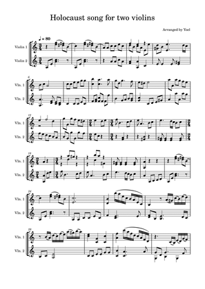 Unter Dyne Vyse Shteren Holocaust Song for Violin Duet