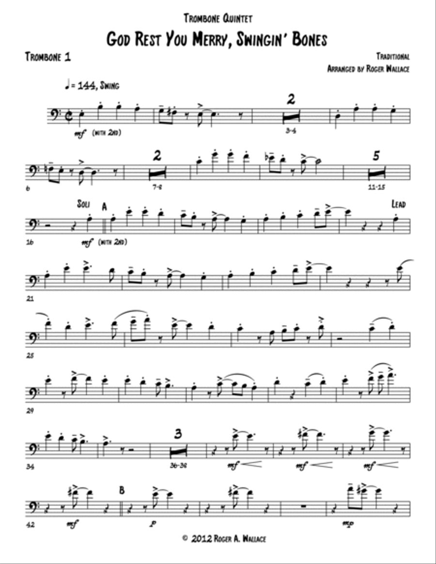 God Rest You Merry, Gentlemen (Trombone Quintet) Brass Quintet scores gallery preview page 4