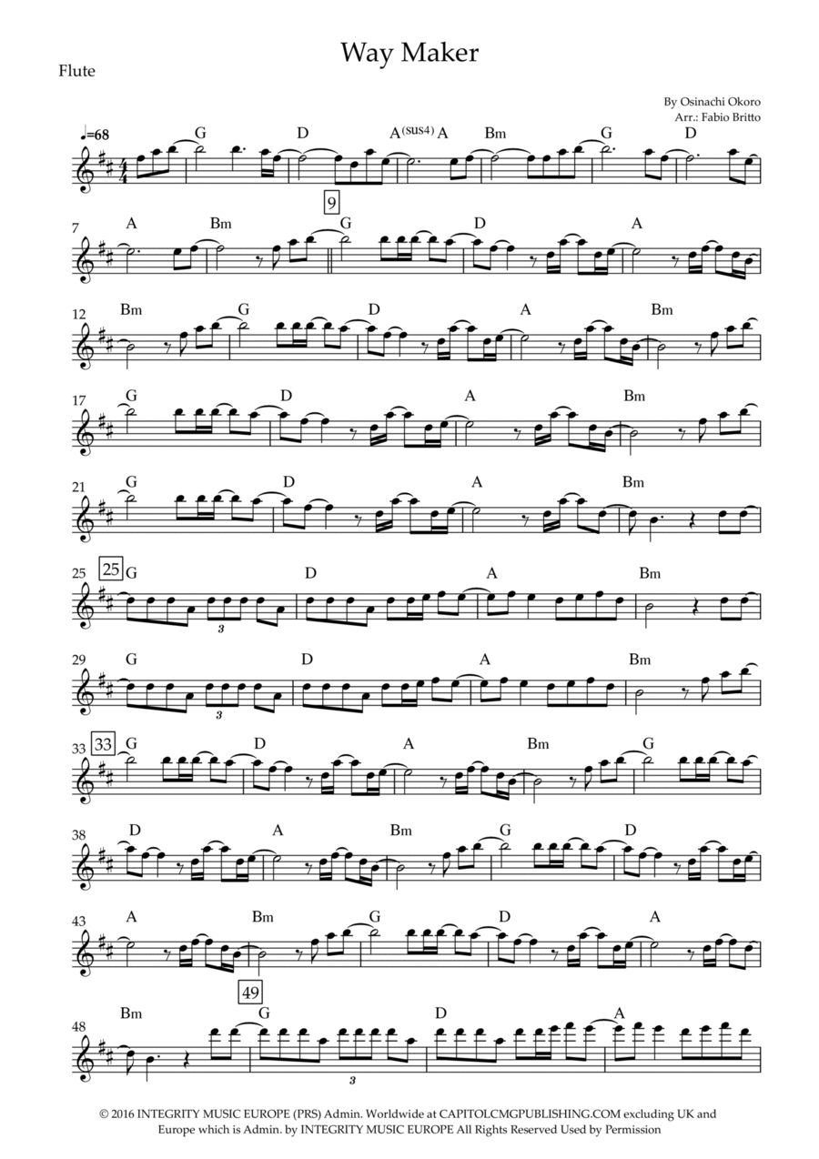 Way Maker Flute Solo scores gallery preview page 1