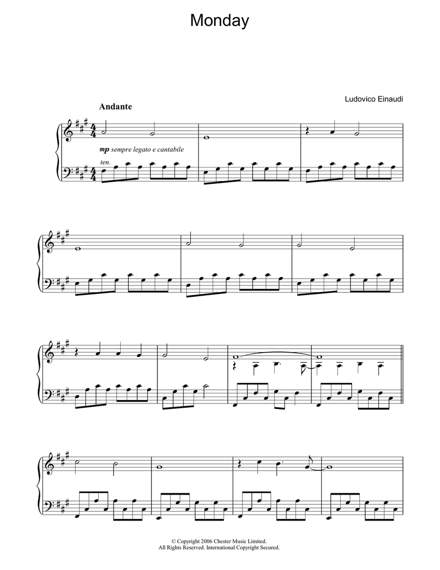 Monday Piano Solo scores gallery preview page 1