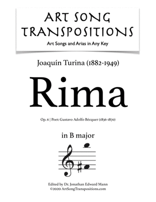 Book cover for TURINA: Rima, Op. 6 (transposed to B major)